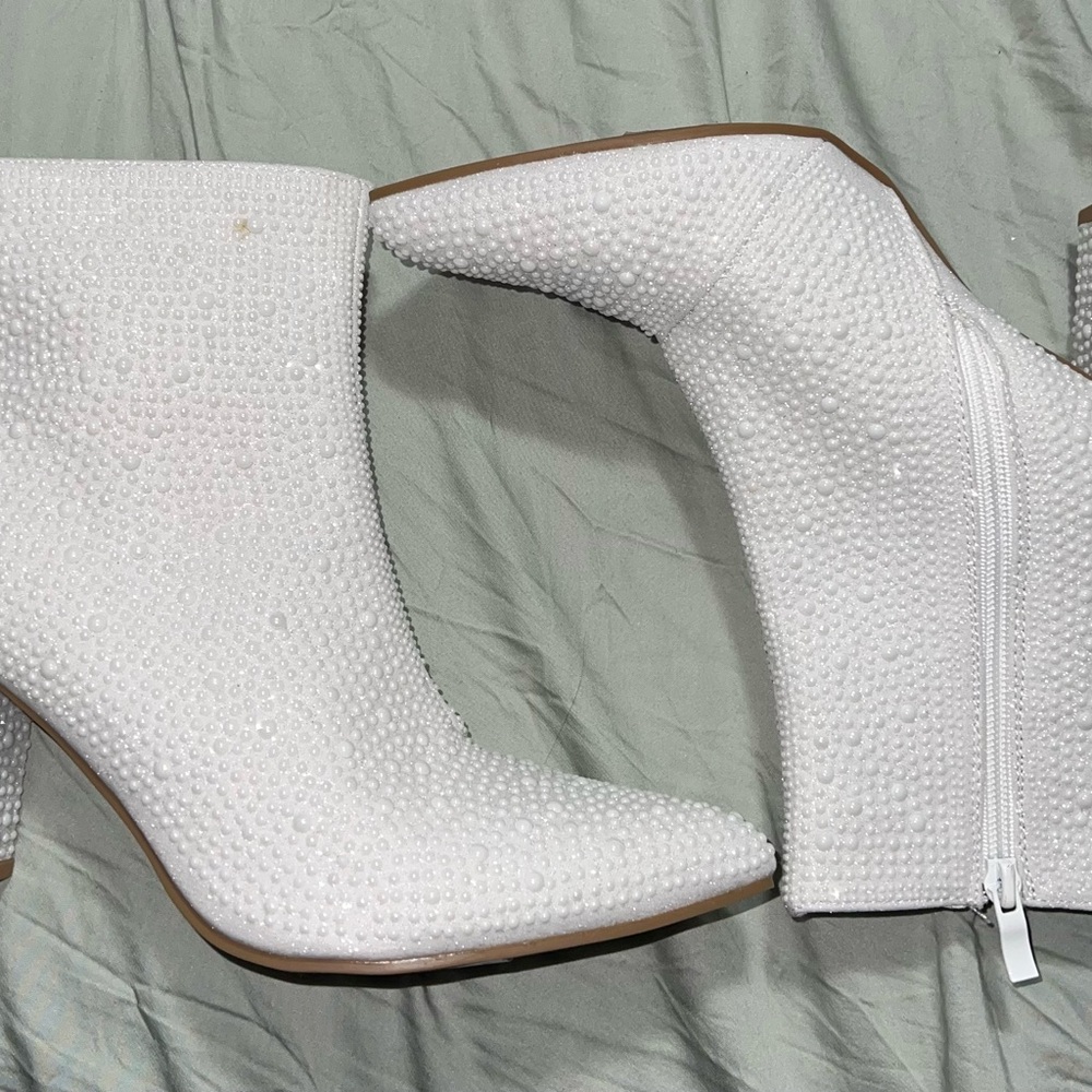 Forever White Studded Ankle Boots
